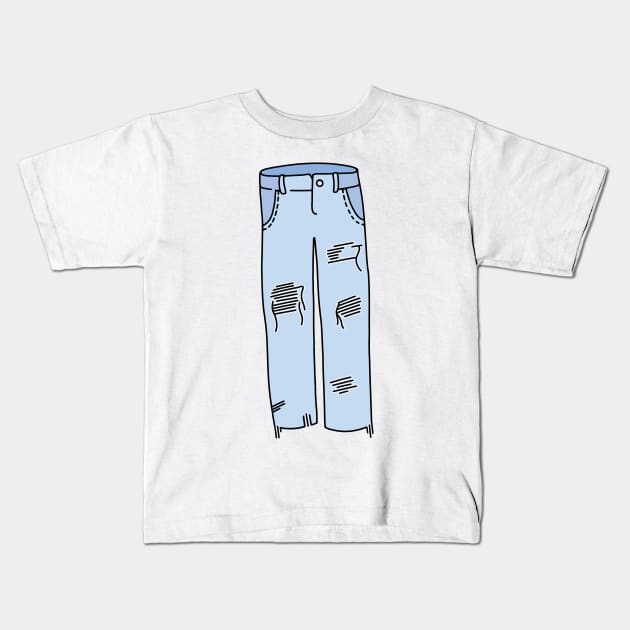 Mom Blue Jeans Kids T-Shirt by murialbezanson